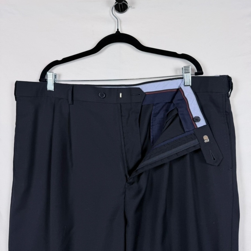 Roundtree & Yorke Lotx2 Dress Pants Black Navy 42x32 Pleated Cuffed Professional - Picture 10 of 15